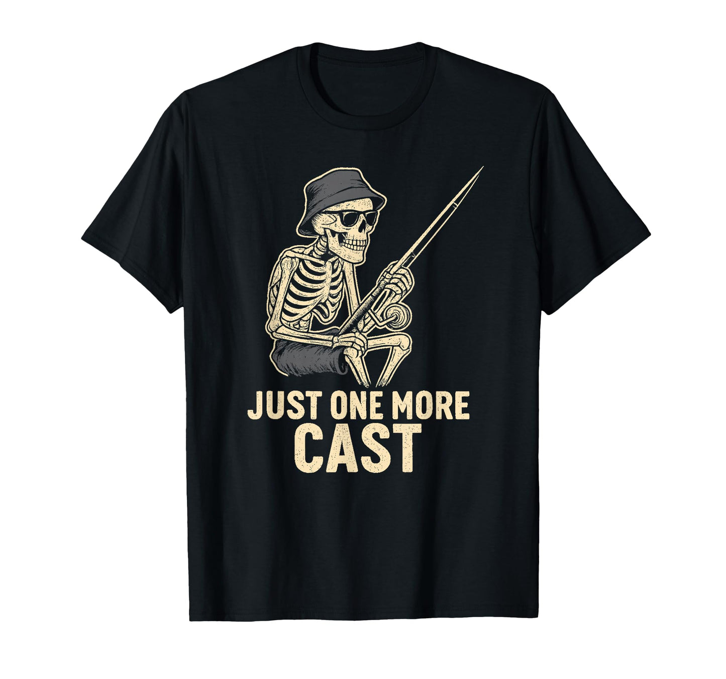 Funny Skeleton Fishing Tee Just One More Cast Quote T-Shirt