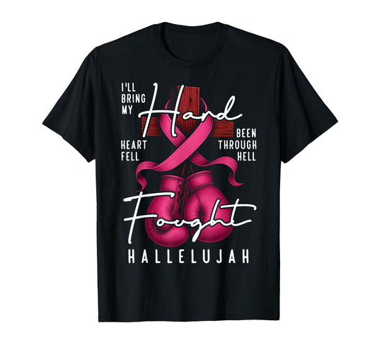 Breast Cancer Awareness Christian Hard Fought Hallelujah God T-Shirt