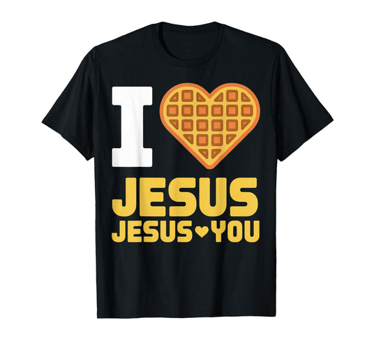 I Love Jesus Waffle Heart Funny Christian Breakfast T-Shirt
