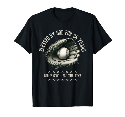Blessed by God for 36 Years Old Baseball 36th Birthday Gifts T-Shirt