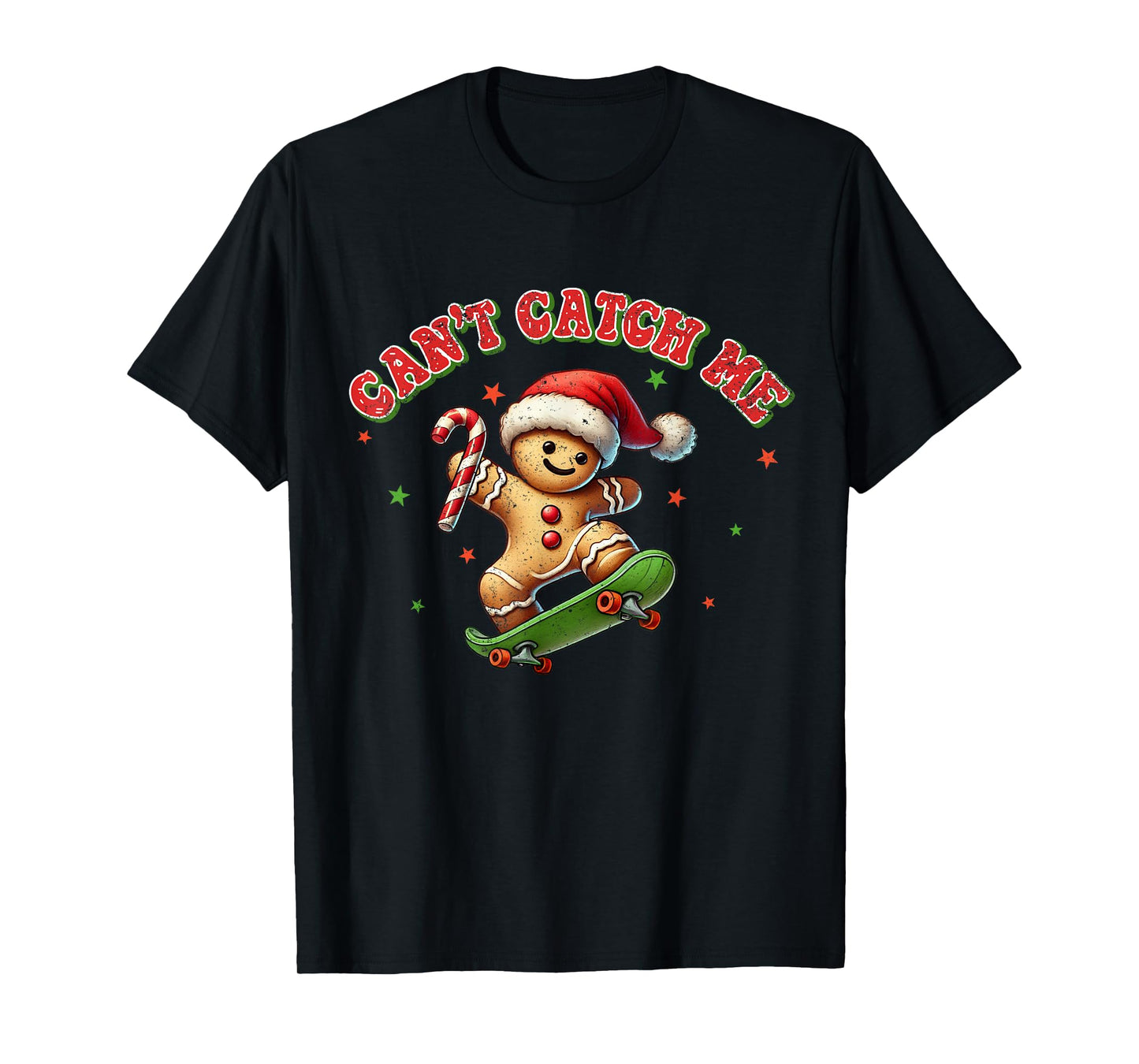 Can't Catch Me Retro Christmas Gingerbread Boy Xmas Kids T-Shirt