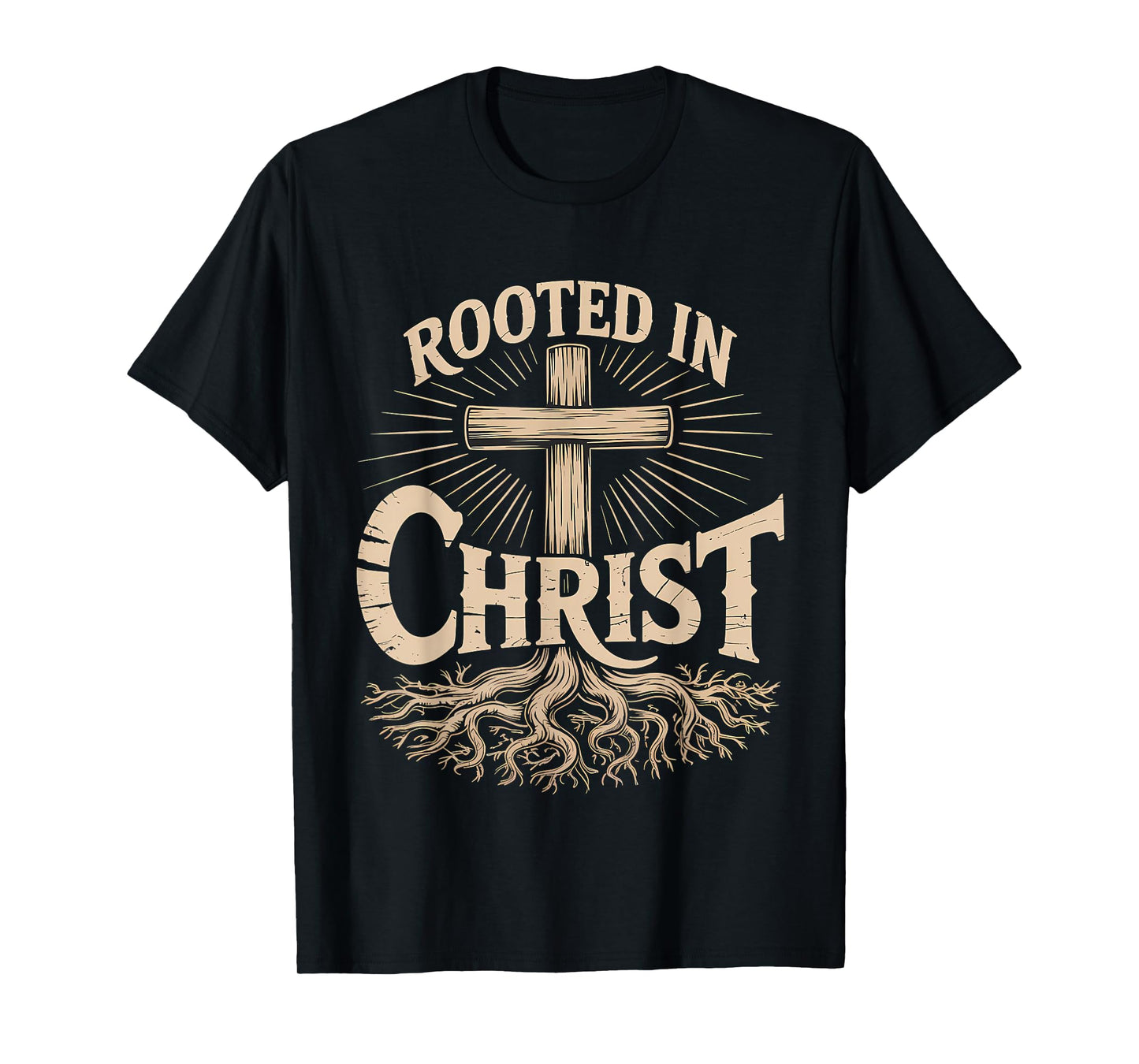Rooted in Christ Christian Faith Jesus Cross T-Shirt