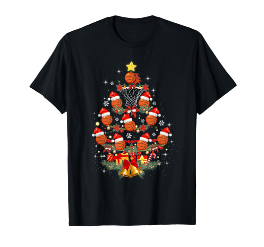 Basketball Christmas Tree Xmas Santa Sports Mens Womens Kids T-Shirt