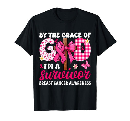 Christian Breast Cancer Bow by The Grace God I'm A Survivor T-Shirt
