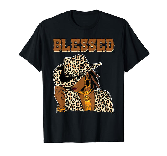 Blessed Cowgirl Black Western Swag African Christian Woman T-Shirt