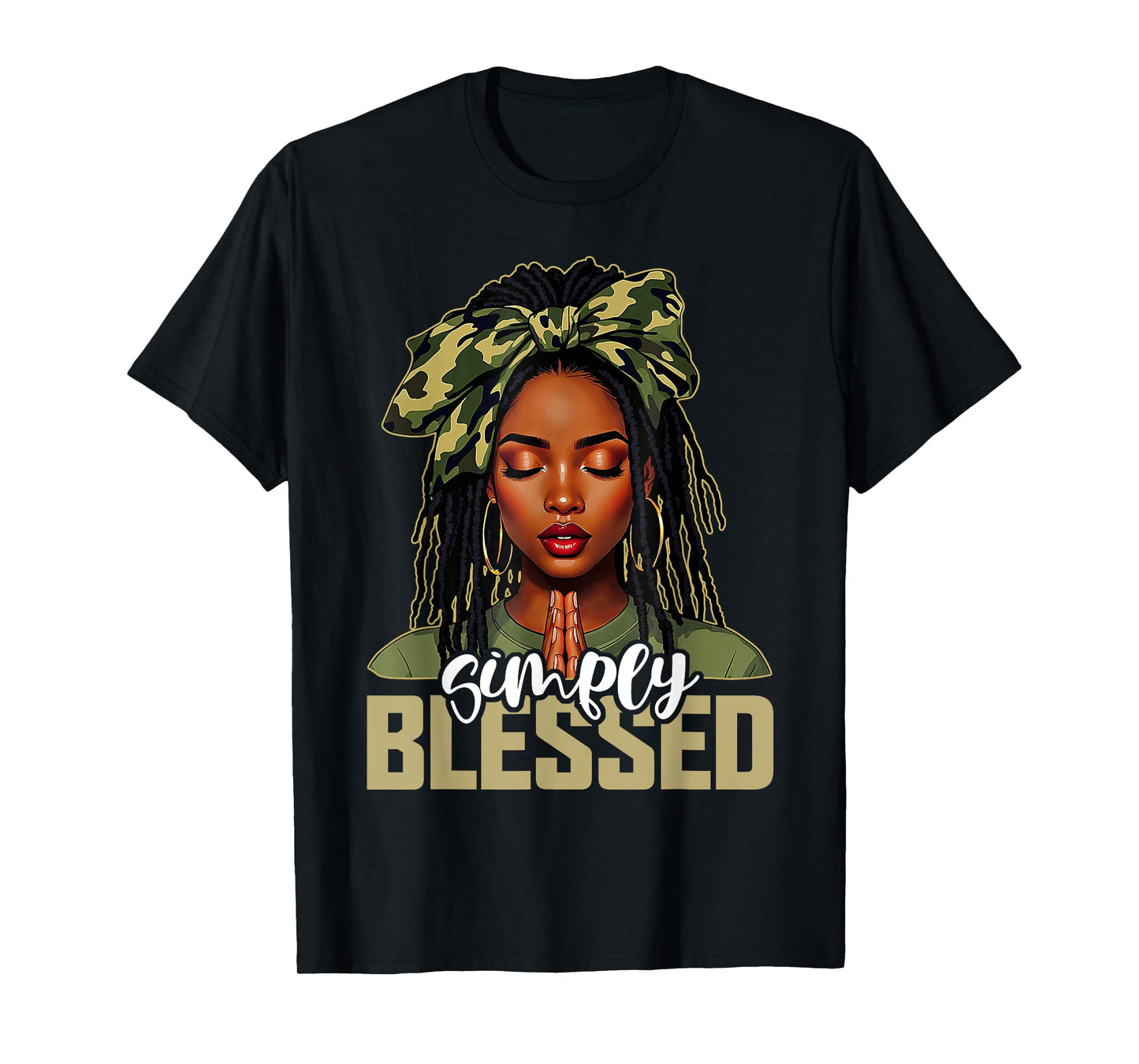 Blessed Black Woman Praying Afro African American Christian T-Shirt