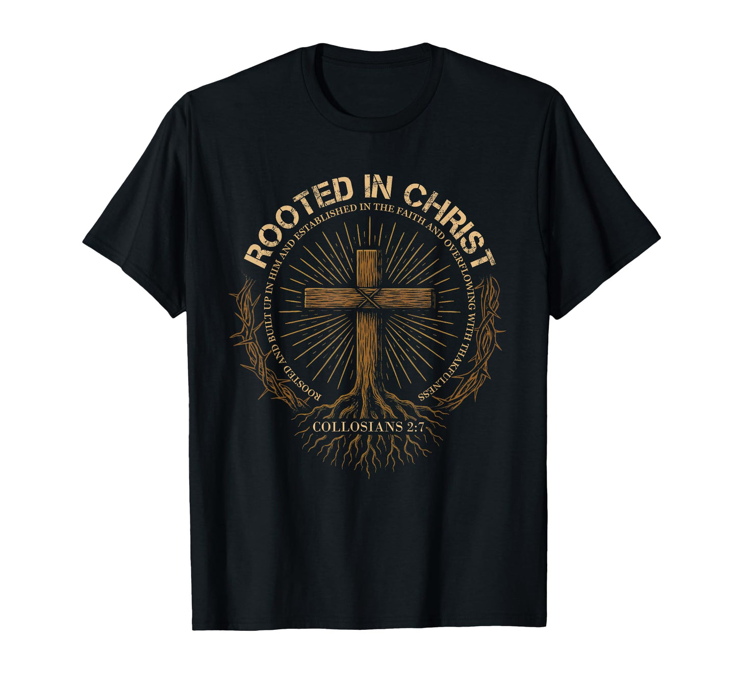 Rooted in Christ Shirt, Jesus Shirt, Vintage Cross Christian T-Shirt