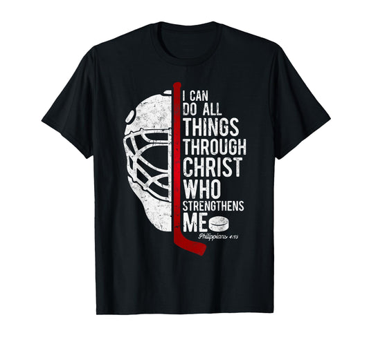 Christian Hockey Bible Verse Philippians Religious Hockey T-Shirt