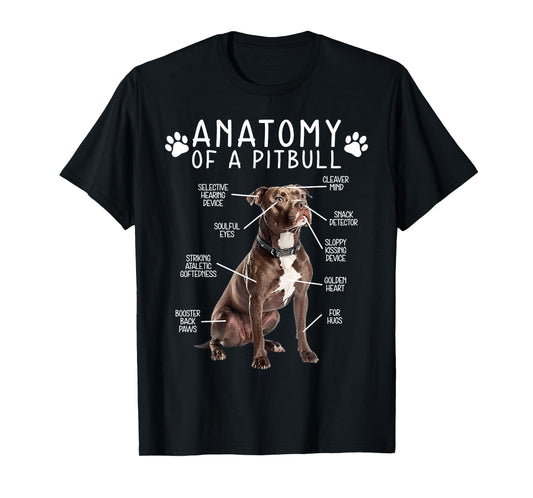 Anatomy Of A Pitbull Funny Dog Lover Humor Quote T-Shirt