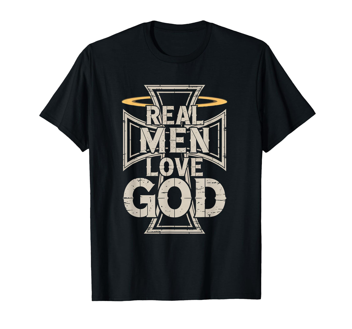 Real Men Love God Retro Christian Cross Matthew 22:37 T-Shirt