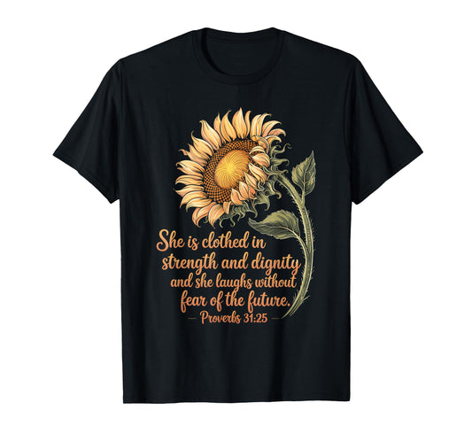 Christian Faith Love Sunflower Scripture Religious T-Shirt