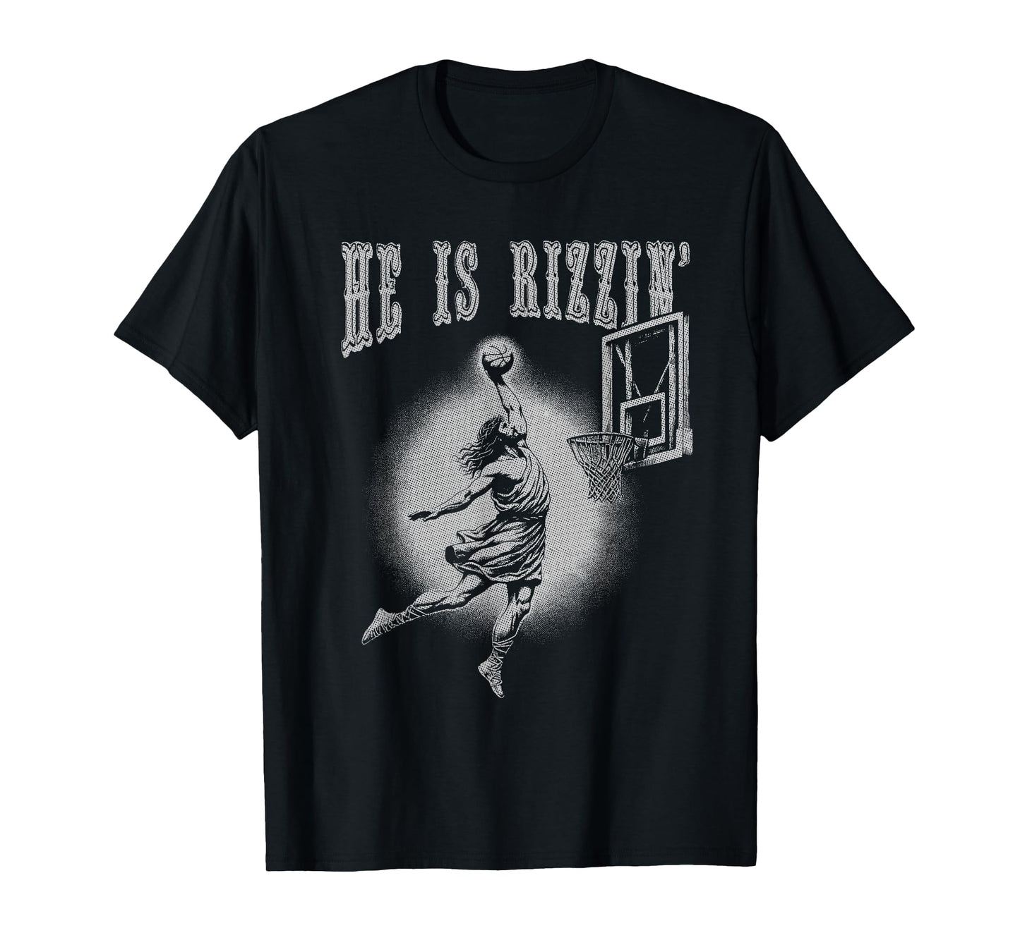 Rizzin Christian Easter Graphic Jesus Playing Basketball T-Shirt