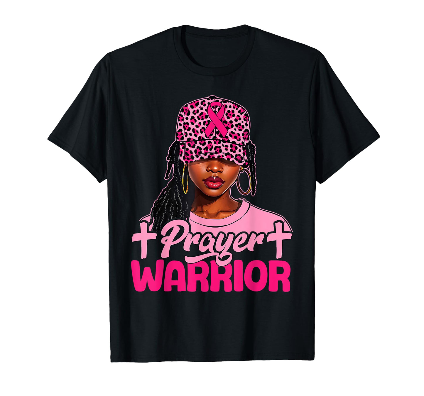 Prayer Warrior Black Women Afro Christian Breast Cancer T-Shirt