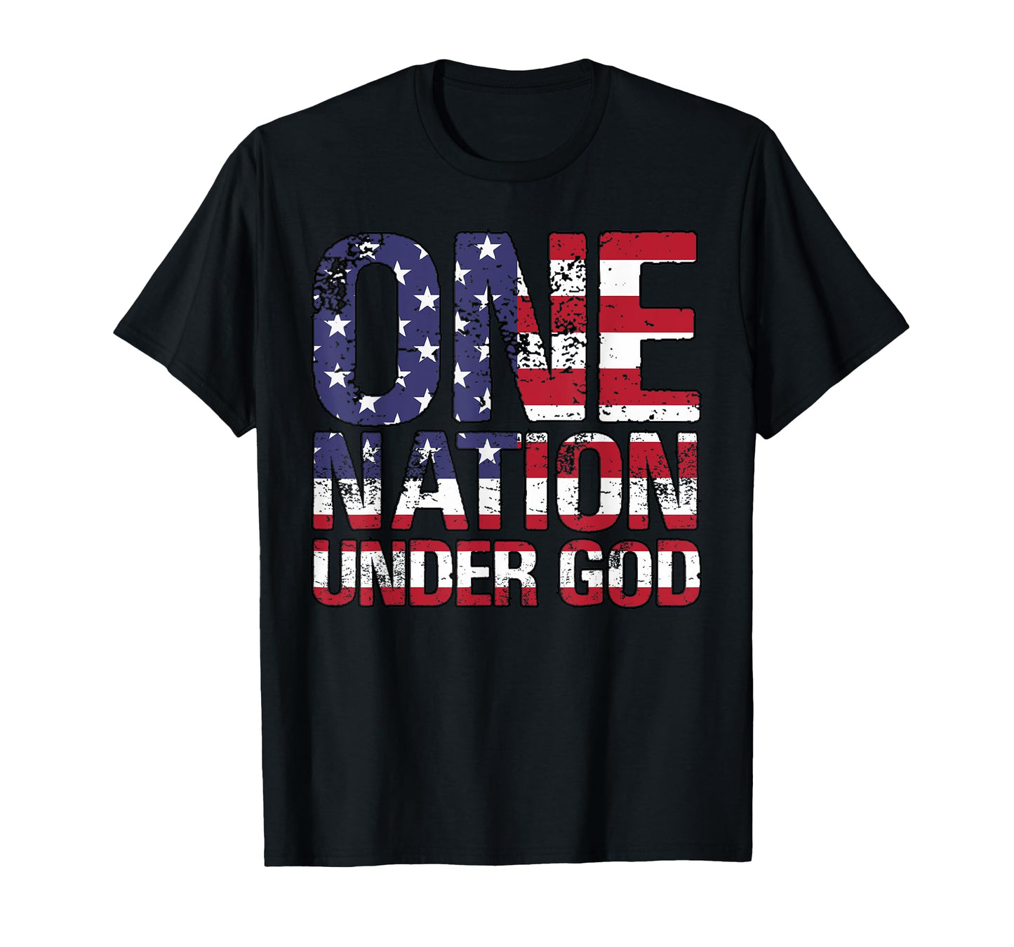 ONE NATION UNDER GOD Flag 4th Of July Patriotic Christian T-Shirt