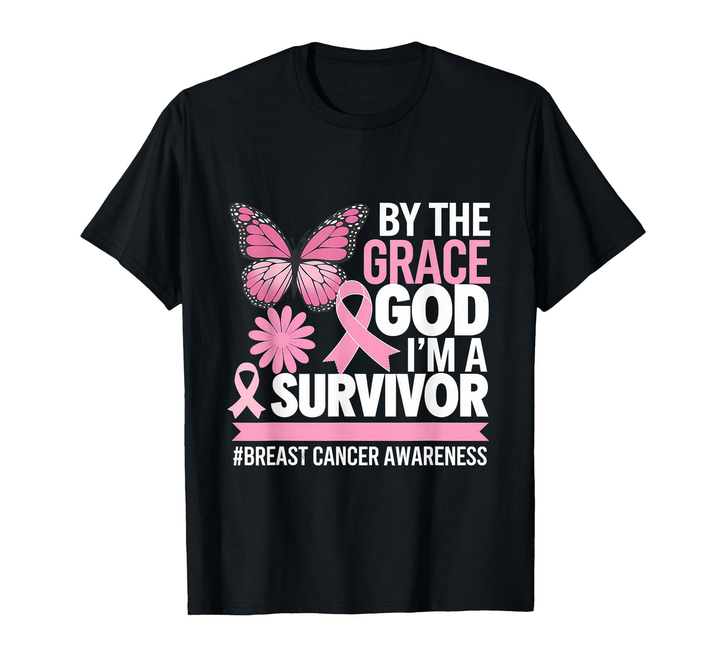 Breast Cancer Awareness Pink Ribbon By The Grace God T-Shirt