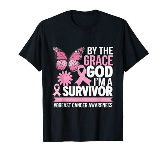 Breast Cancer Awareness Pink Ribbon By The Grace God T-Shirt