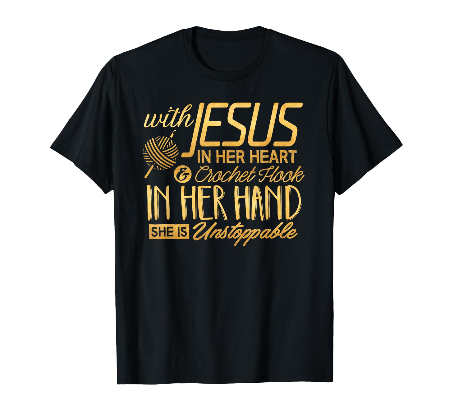 Crochet Shirt With Jesus in her Heart Crochet Hook Christian T-Shirt