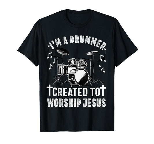Christian Drummer Drum Player Stick Men Jesus Worship Music T-Shirt