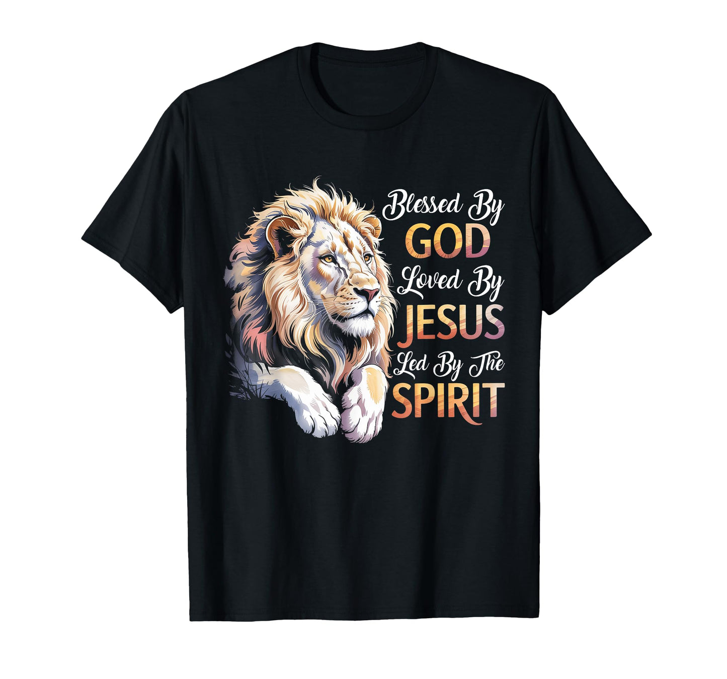 Blessed By God - Loved By Jesus Christian Lion T-Shirt