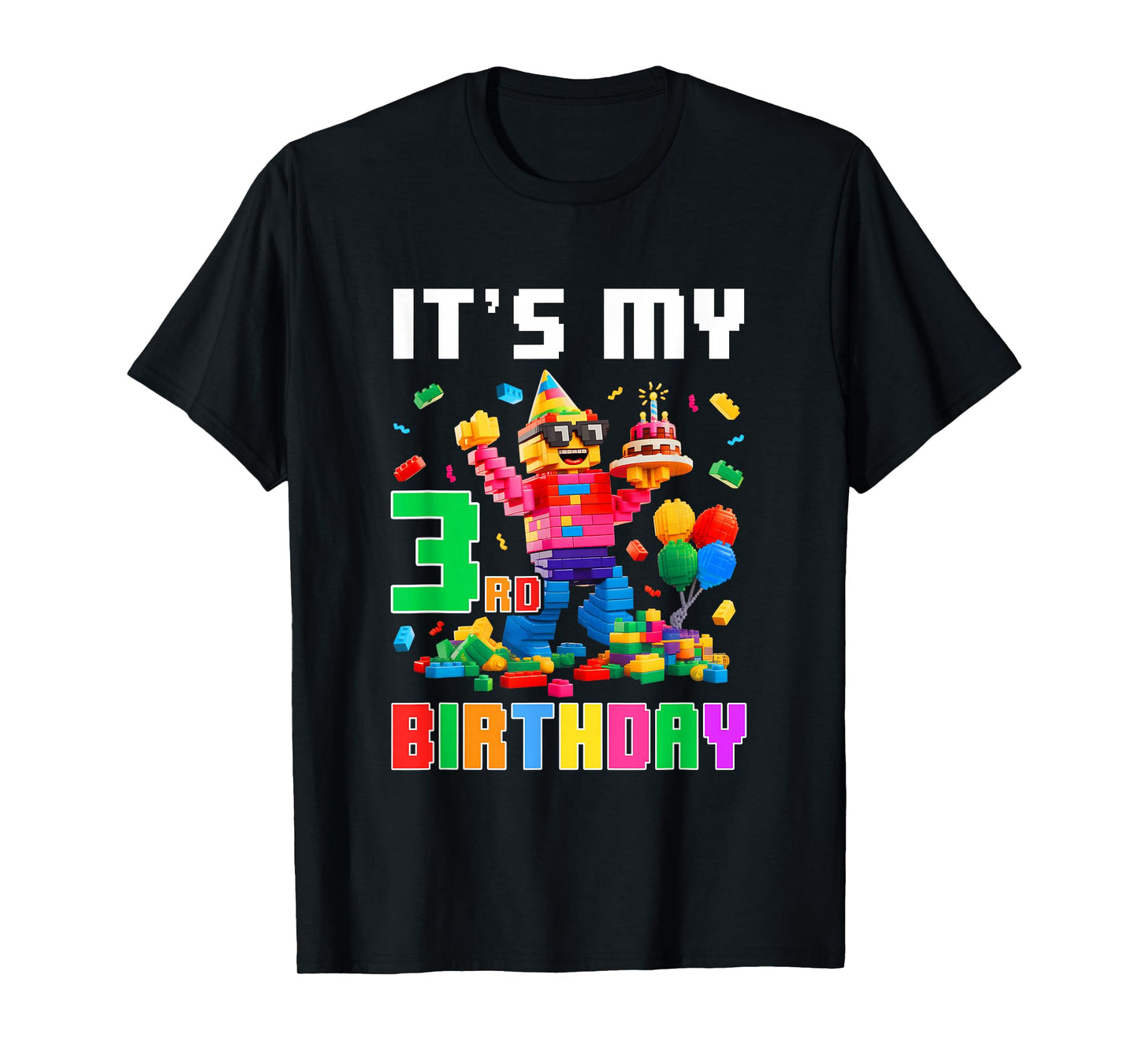 Its My 3Rd Three Birthday Building Brick 3 Three Old Boys T-Shirt