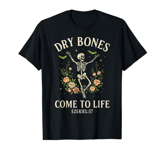 Dry Bones Come to Life Dancing Floral Skeleton T-Shirt