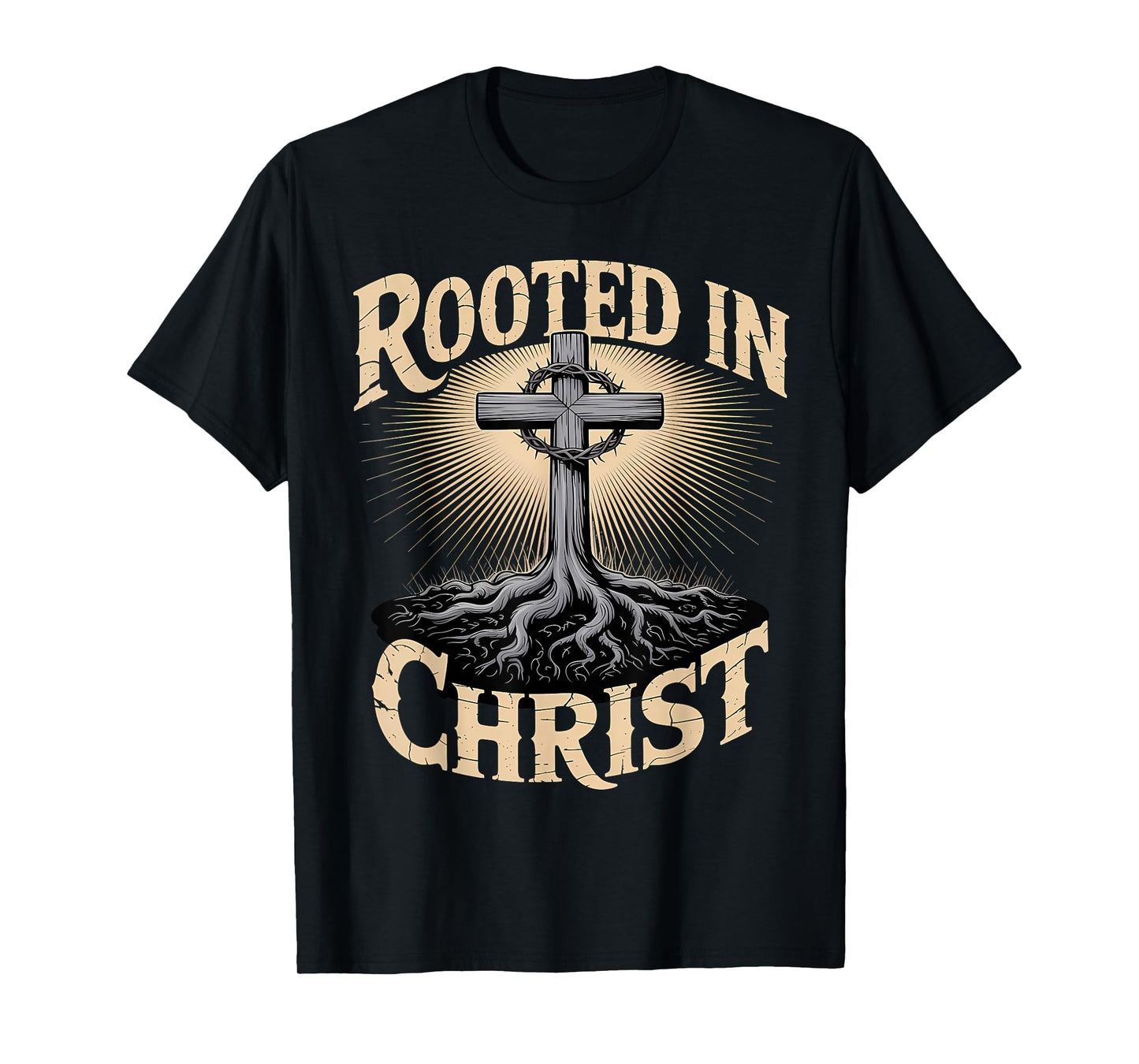 Rooted in Christ Christian Faith Jesus Cross T-Shirt