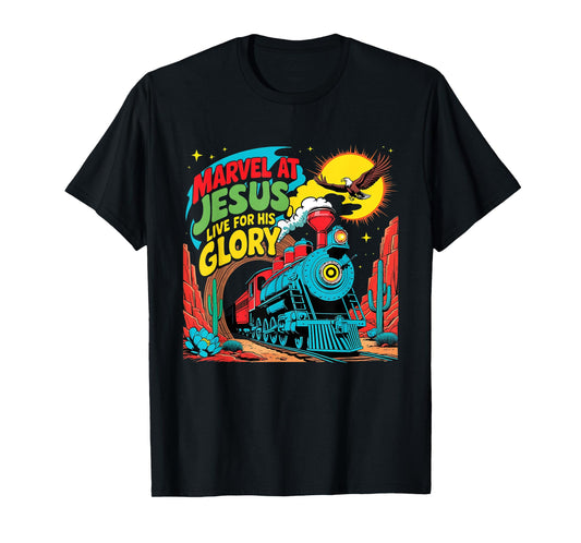 Marvel at Jesus Train Theme Christian VBS 2025 T-Shirt