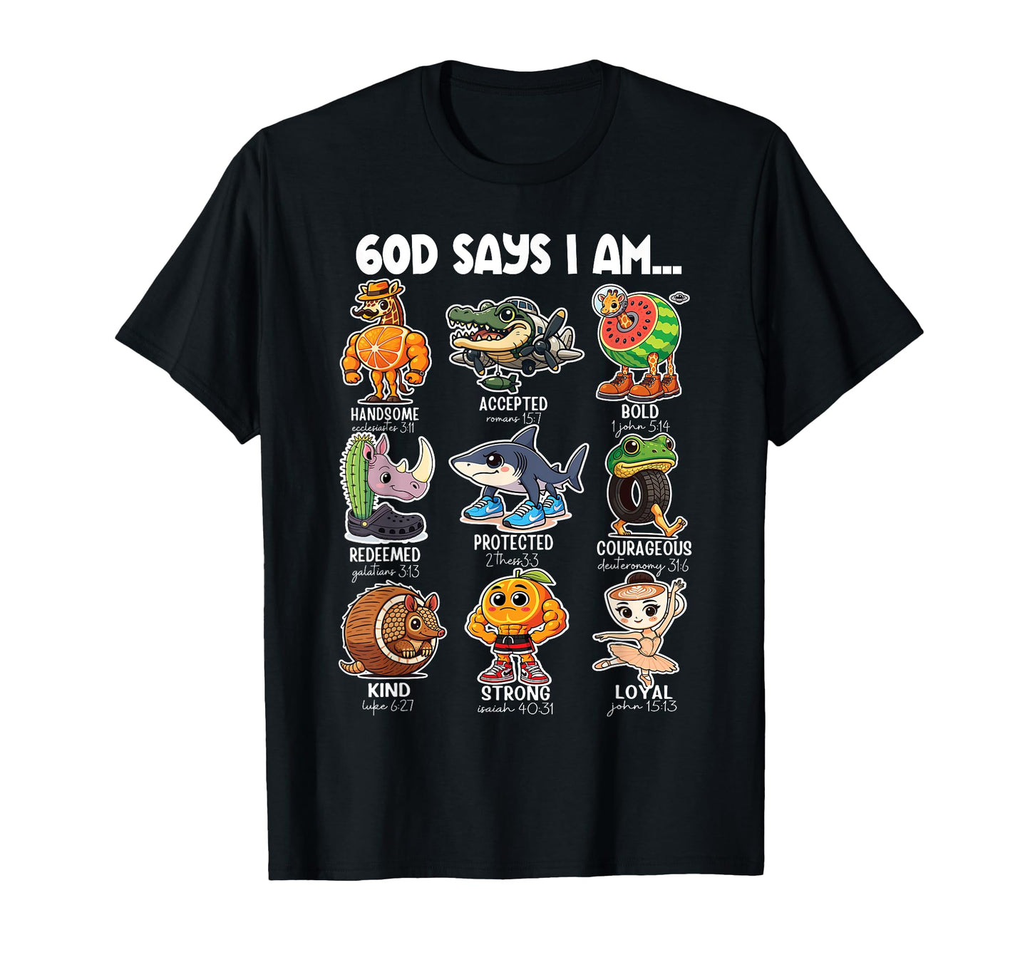 God Says I Am Italian Brainrot Cartoon Funny Christian Kids T-Shirt