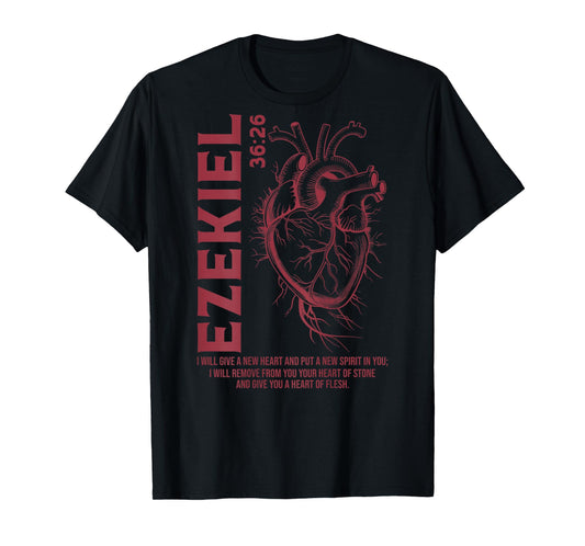 Vintage Ezekiel 36-26 Heart of Flesh Bible Verse Christian T-Shirt