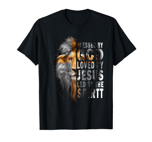 Blessed by God - Loved by Jesus Christian Lion T-Shirt