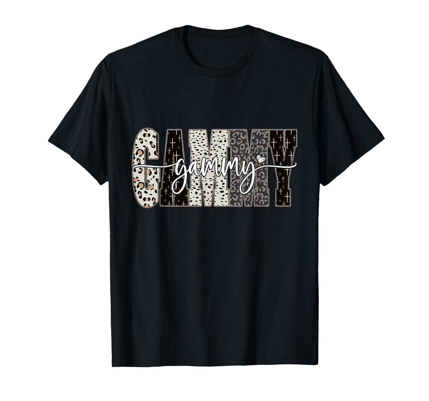 Gammy Bible Leopard Cross Faith and Love Christian Women T-Shirt