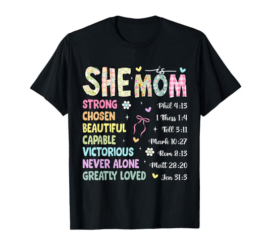She Is Mom Christian Mother's Day Jesus Mama Religious Women T-Shirt
