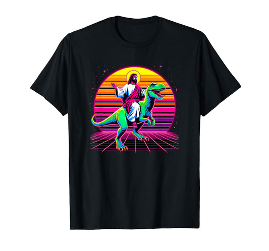 Jesus Riding A Dinosaur Meme Dino Lover Tyrannosaurus Rex T-Shirt