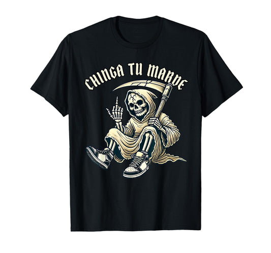 Funny cholo Latino Mexican Chinga Tu Madre Skelton T-Shirt