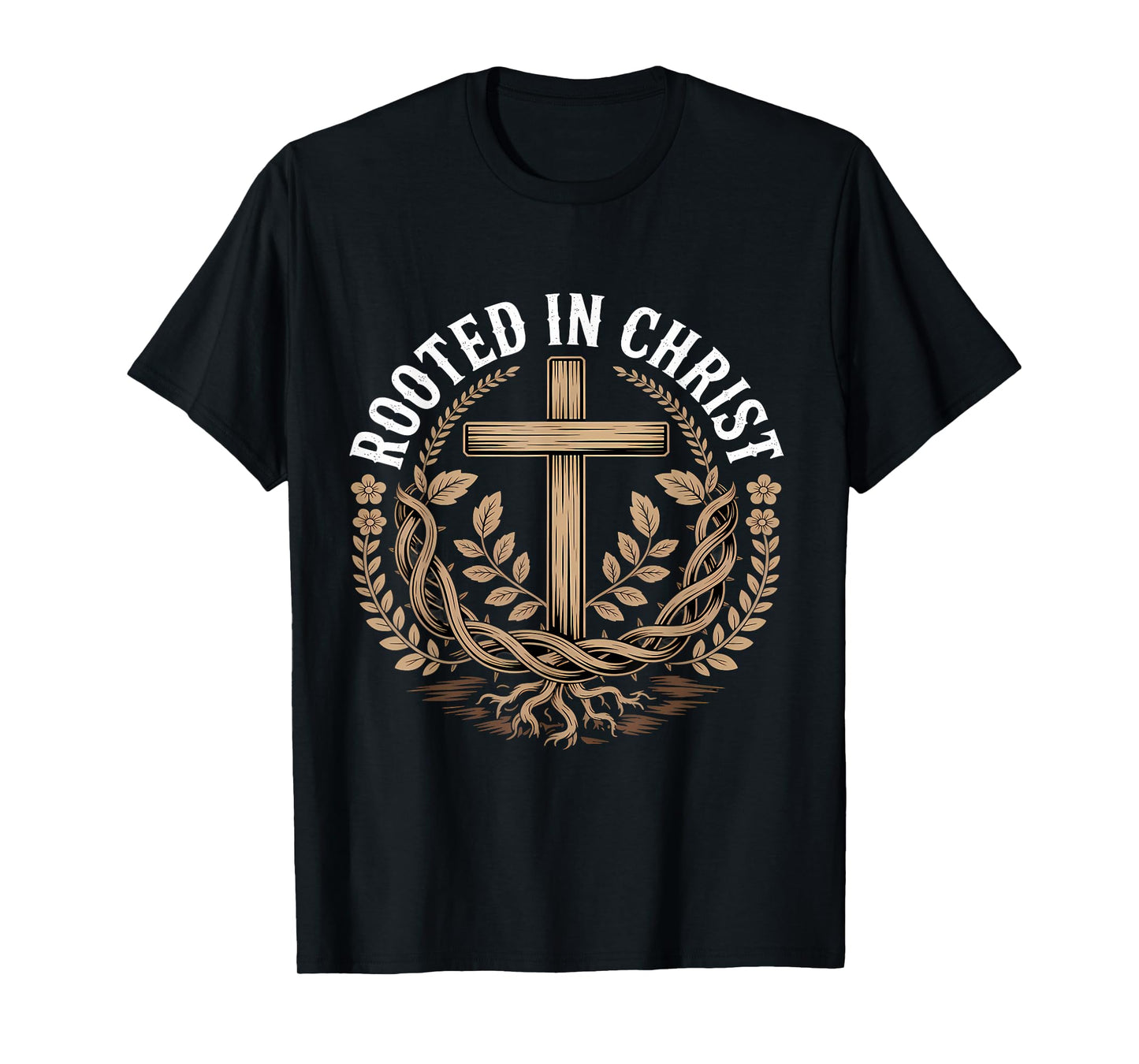 Rooted in Christ Christian Faith Jesus Cross T-Shirt