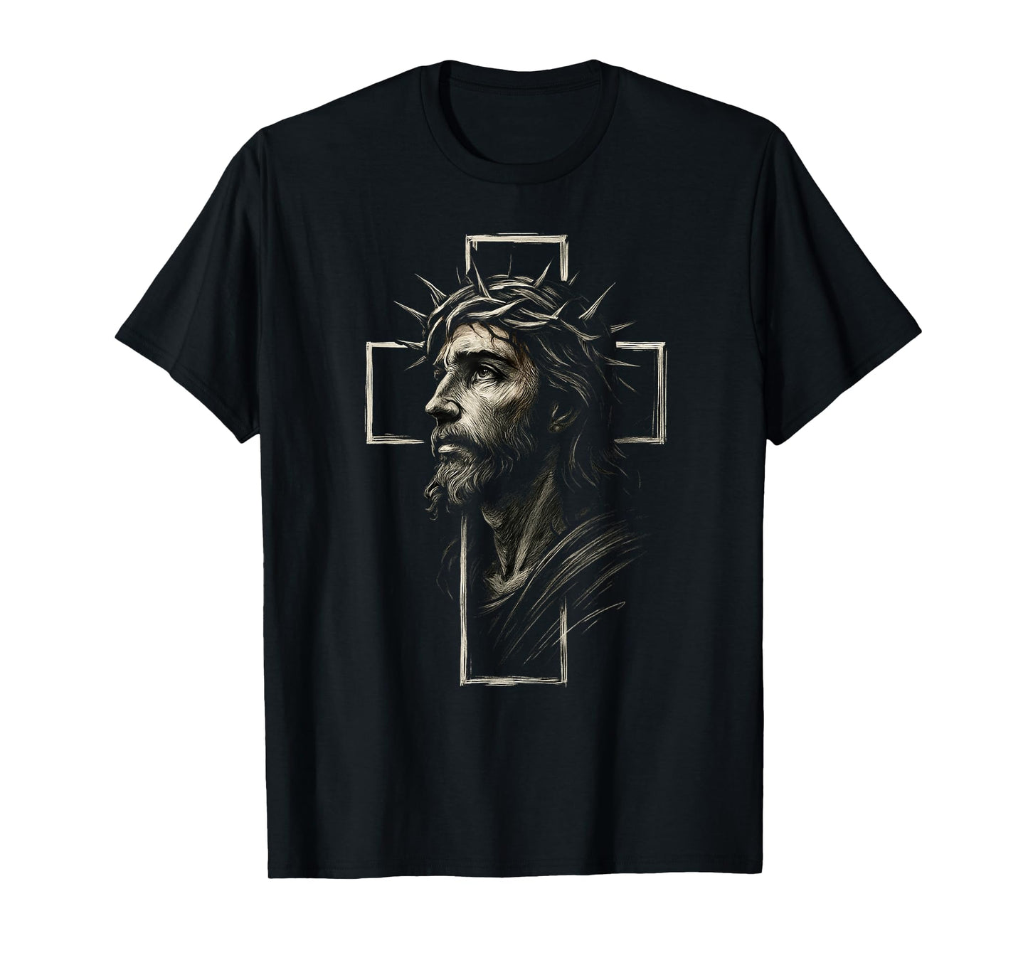 Religious Jesus Shirt – Cross Sketch Faith Graphic Tee T-Shirt