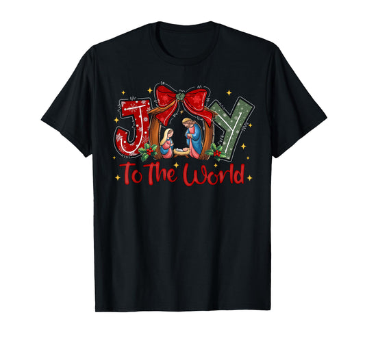 Joy To The World Jesus Christian Christmas Xmas Tree Holiday T-Shirt