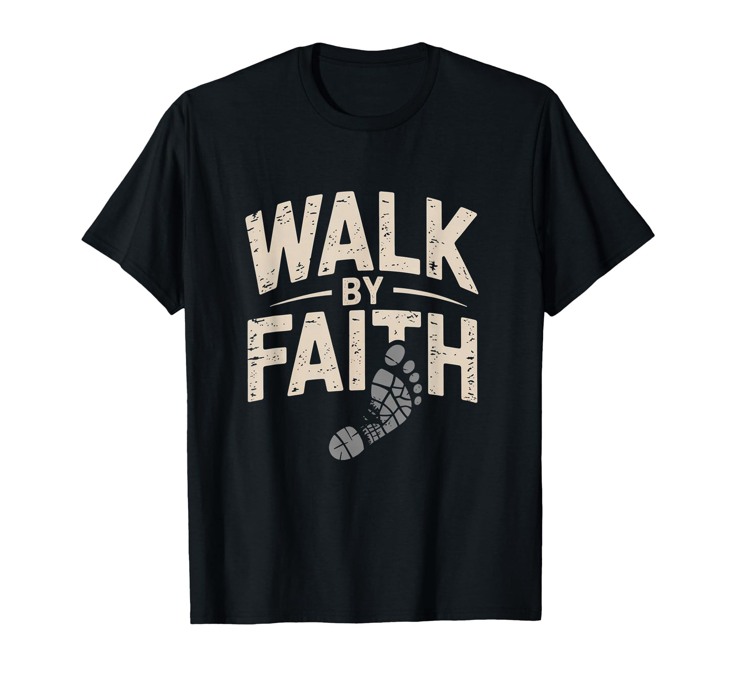 Walk by Faith Christian Footprint Inspirational Tee T-Shirt