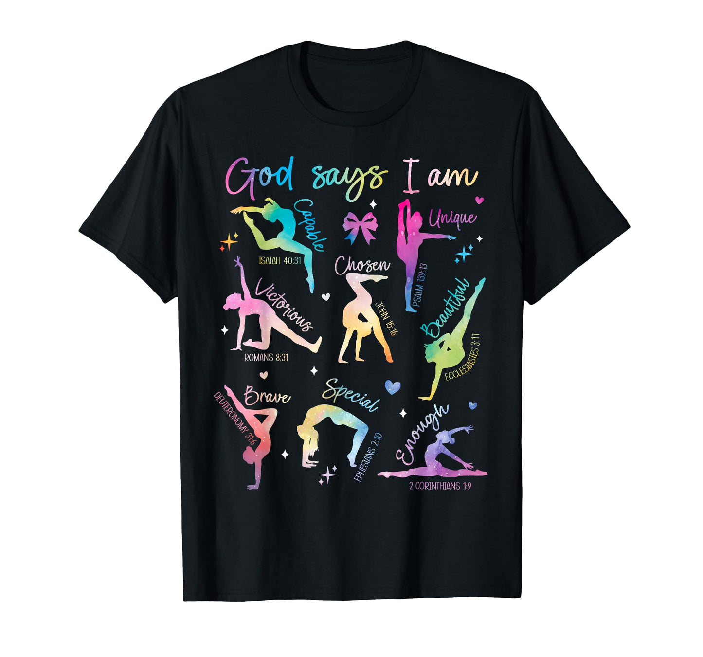 God Says I Am Gymnastic Christian Girls Teens Kids Cartwheel T-Shirt