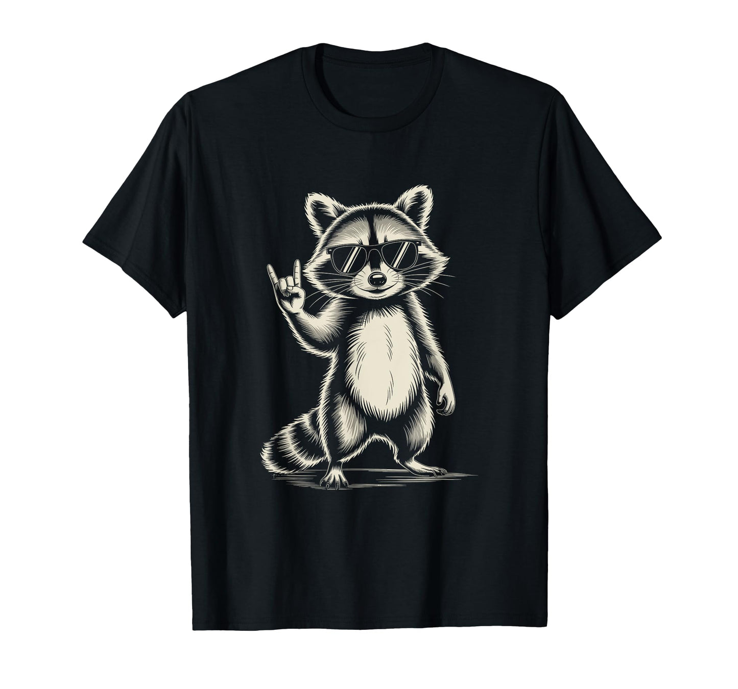 Retro Raccoon Rock Music For Men Women Funny Raccoon T-Shirt