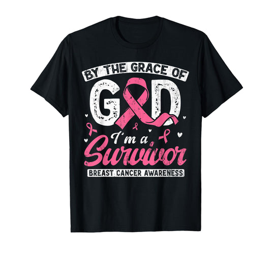 by The Grace God I'm A Survivor Breast Cancer Survivor T-Shirt