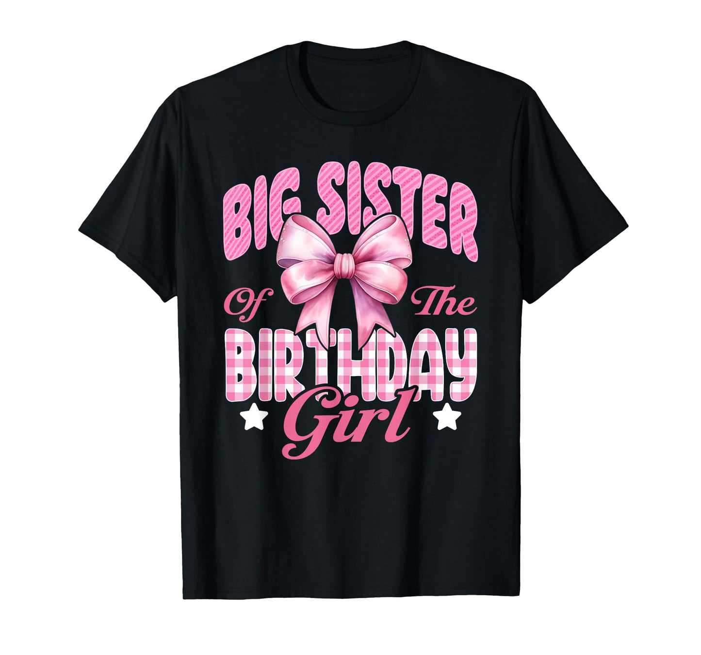 Big Sister of The Birthday Girl Family Pink Coquette Bow T-Shirt