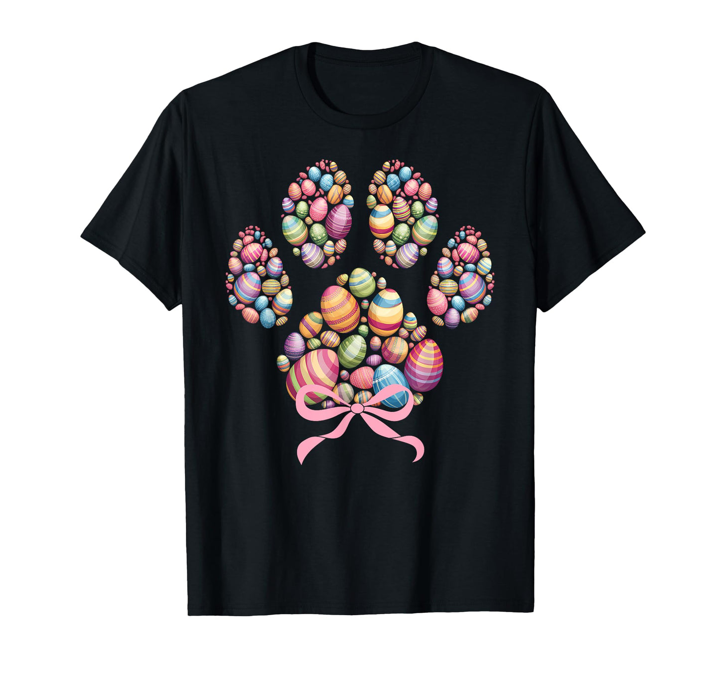 Funny Dog Paw Print Easter Eggs Happy Easter Day Boys Girls T-Shirt