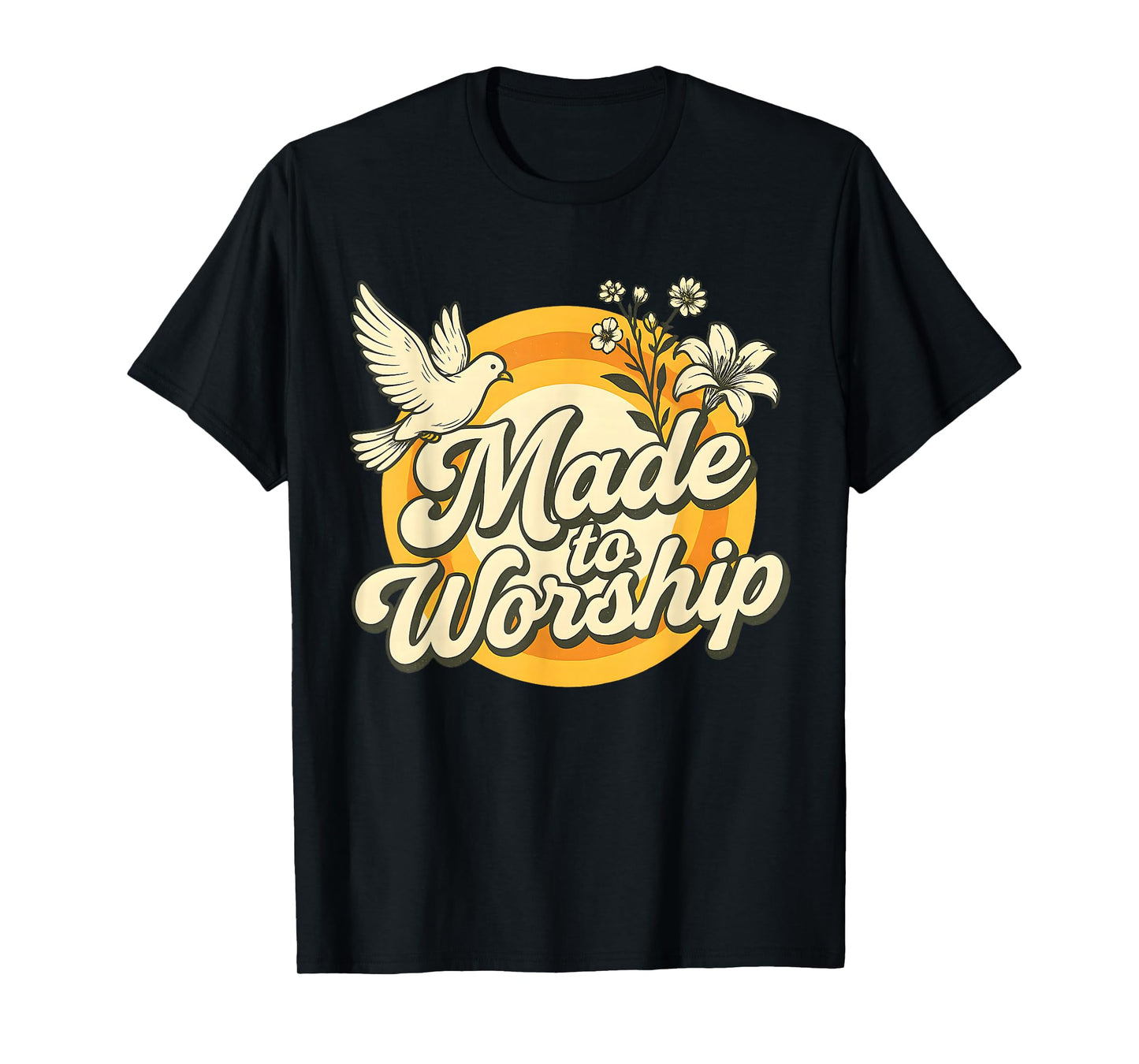 Made to Worship Retro Floral Christian Bible Verse T-Shirt