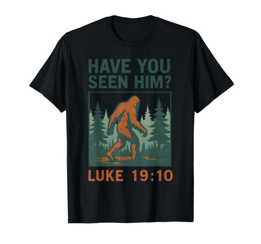 Bigfoot Christian Bible Verse Luke 19 10 Vintage Faith Based T-Shirt