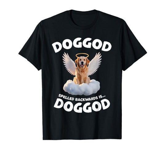 Dog God Funny Palindrome Design with Angel Dog Cloud T-Shirt