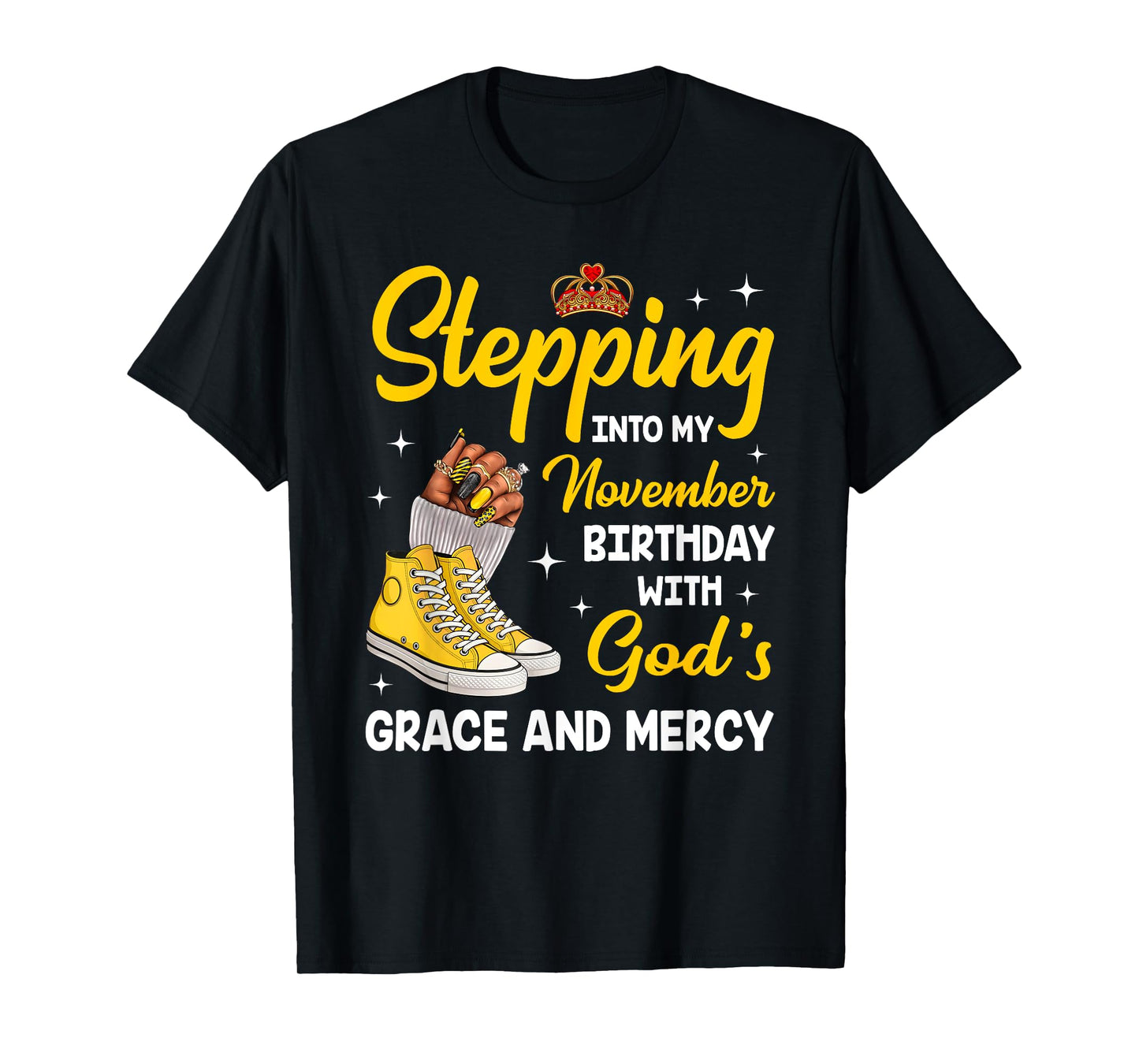 Stepping Into My November Birthday Queen Melanin Afro Woman T-Shirt