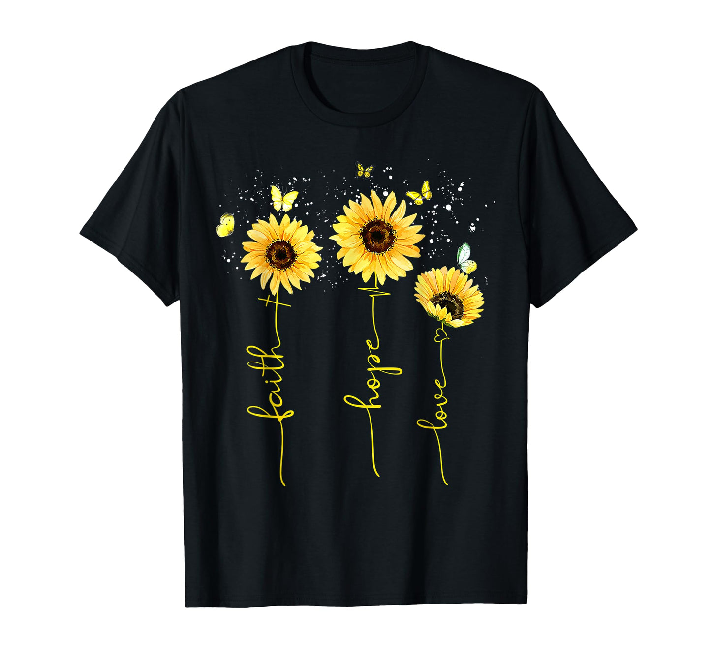Christian for Women Sunflower Faith Hope Love T-Shirt