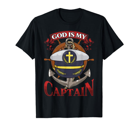 Christian Bible Verse God Is My Captain 2 Chronicles 13:12 T-Shirt