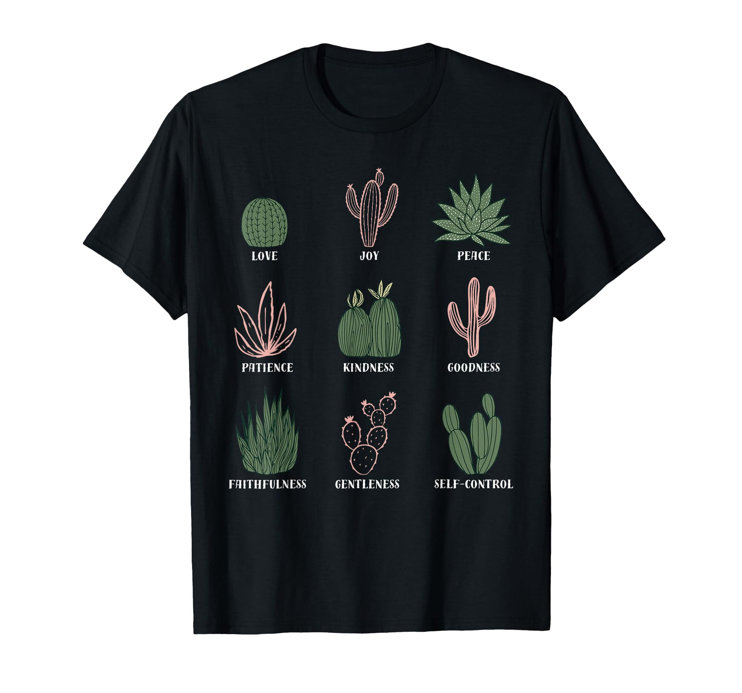 Boho Cactus Fruit of The Spirit Christian Bible Verse Garden T-Shirt